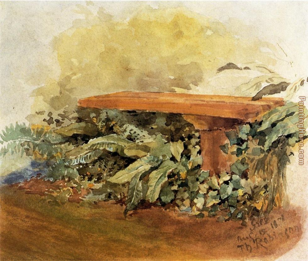 Garden Bench with Ferns painting - Theodore Robinson Garden Bench with Ferns art painting